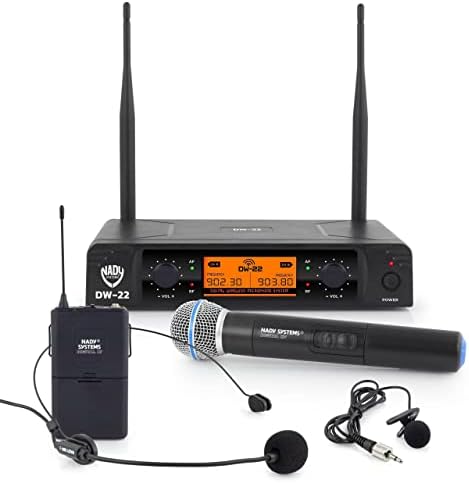 Нади ДВ - 22 Двојна Дигитална Безжична Рачна, Ревер &засилувач; Систем За Микрофон На Слушалки-Ултра-Ниска Латентност Со МОДУЛАЦИЈА НА QPSK-XLR