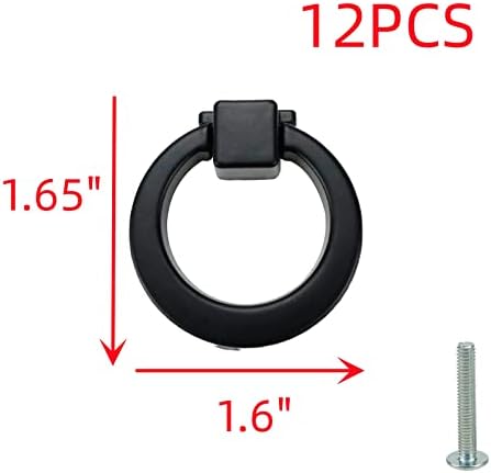 Кабинетот за тркалезни прстени Hngson влече црна единечна дупка прстенести копчиња мебел за влечење на вратата од 1,6-инчен диа, за гардероба за фиоки за фиоки