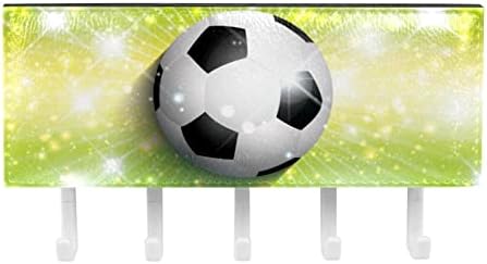 Фудбалски фудбал Сјајна зелена позадина Организатор на решетки со 5 куки wallидна кујна за кујнски решетки за повеќекратна полица за