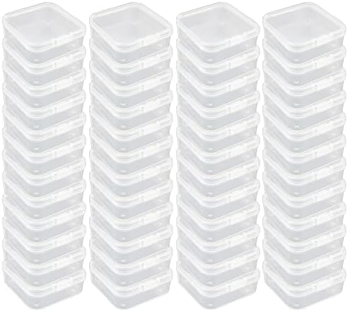 LJY 48 парчиња квадратни мини чисти пластични контејнери за складирање кутија со капаци за мали предмети и други занаетчиски проекти
