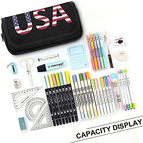 Косметичка торба со молив со лого на знамето на САД, козметичка торба за канцелариско училиште