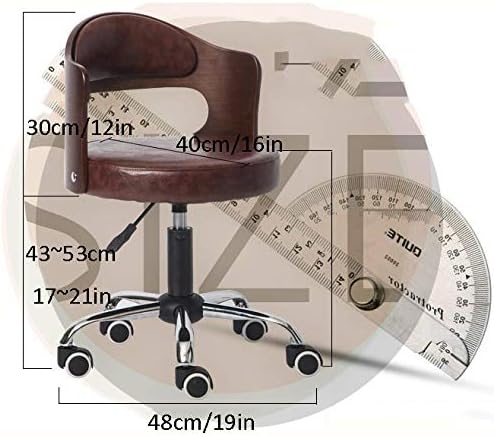 Столички од салон со тркала-прилагодлива висина на столицата со столица со седиште со сива ленена ткаенина ， прилагодлива висина 43-53
