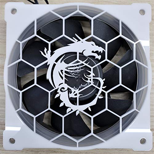 120мм Компјутерски случај на вентилатор со уникатен дизајн на змеј на Hexagon MSI - Одлично за RGB ArgB LED осветлување - Бело