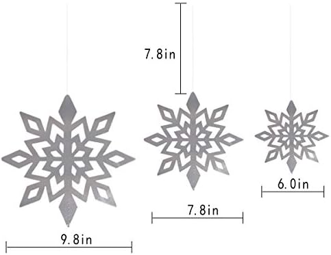 Доликер 12 парчиња 3Д снегулка украси хартија Зимски чудо -земја, снегулки за забави Декорации што висат снегулки хартија за Божиќен