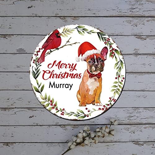 Снежен човек Божиќен венец знак куче во капа кардинас Враќач круг метален лимен знак земја Божиќ декор гроздобер алуминиумски знак