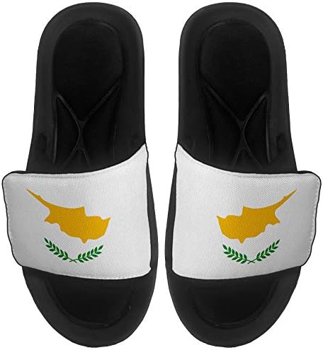 ExpressItbest Pushioned Slide -On сандали/слајдови за мажи, жени и млади - знаме на Кипар - знаме на Кипар
