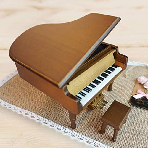 MyIngebin дрвена кафеава пијано во форма на музичка кутија Механичко музичко кутија Десктоп декорација