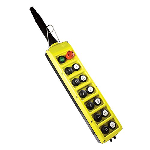 ASI PLB14-E 14 копче за приврзоци на кран, двоен ред, 12 двонасочни копчиња за притискање, 6 две брзини, 1 копче за аларм, 1 итна станица,
