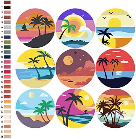 LFBTLN 9 парчиња боја по број за возрасни нафтени уметнички крајбрежје сет, уметност и занаетчиство за возрасни DIY комплети за