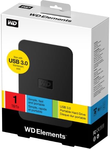 WD 1tb Елементи Пренослив Надворешен Хард Диск-USB 3.0-WDBUZG0010BBK-WESN