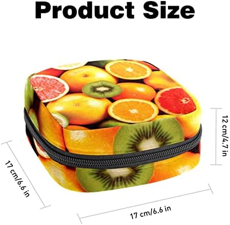 Санитарна торба за складирање на салфетки, торба за период, торба за тампон, торба за шминка, шарена овошје портокалова киви шема
