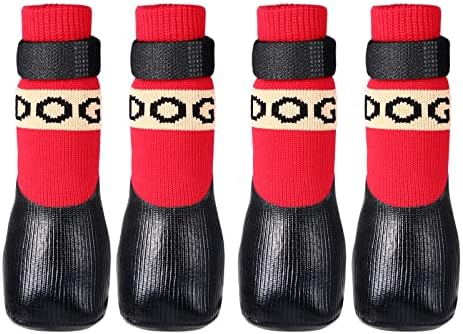 Чорапи за кучиња Удебое за надворешни и затворени, водоотпорни чевли за кучиња против лизгање, заштитени чизми со меки гумени кучиња за кучиња