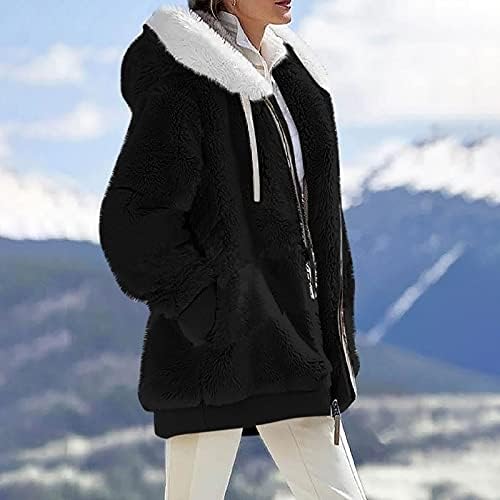 Foviguo плус џемпери со големина жени елегантен зимски долг ракав излегувајќи подуен џемпер во боја на бојата лабава качулка удобна