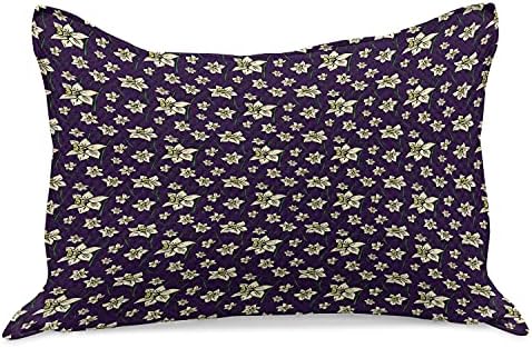Ambesonne цветни плетени ватенка перници, повторувајќи ја цртаната дизајн дафодил цвеќиња ботаничка уметност, стандардна покривка за перница со големина на кралицата
