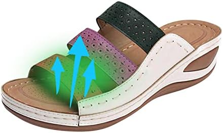 Слајдови со клинчиња за жени за жени модна ортопедска римска платформа флопови шарени чевли летни сандали на отворено