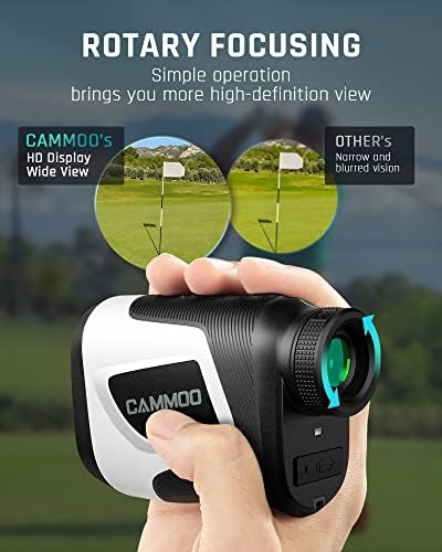 Cammoo Golf RangeFinder со наклон, голф со пронаоѓач на опсег 1100Y со 5 режими, зголемување од 6x, USB полнење, јасно и точно мерење, сигнализација за вибрации, за голф, лов, мерење - M1