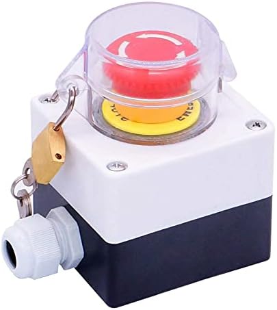 DJDLFA 22mm 2 NC Црвена печурка за заклучување на дејството на копчето за итни случаи, стоп за прекин на копчето за прекин на копчето 10А 440V