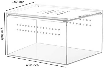 Кутија за размножување на акрилни рептили на Нанезу, 5x4x3 инч Нано рамен/Долг куќиште Транспарентен кутија за размножување