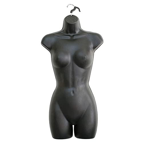 Црна женска манекен колк долга шуплива грбна форма на фустанот на телото и виси кука, големини на S-M