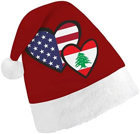 Испреплетени Срца Американско Либанско Знаме Божиќни Капи Рефус Возрасни Капи Божиќна Капа За Празници Божиќни Забави