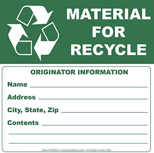Големи Материјали За Етикета За Предупредување За Рециклирање, Правоаголник од 6 х 6 Инчи, Вкупно 100 Етикети
