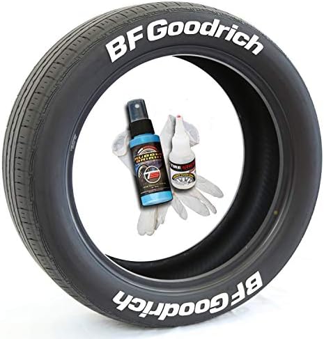 Налепници за гуми bf Goodrich-Додаток за додатоци за букви во гуми-постојан комплет за DIY со лепак & 2oz чистач за допир / 14-16 инчни