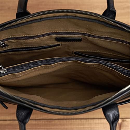 Genigw кожа чанти за мажи торба за деловни чанти Машки лаптоп торби за рамо црна чанта со црна чанта