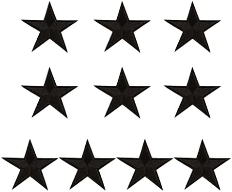 Пакет од 10 starвездички закрпи со пет агол starвезда на закрпи 2,8 '' Везени закрпи за јакни за облека ранец за поправка на украси