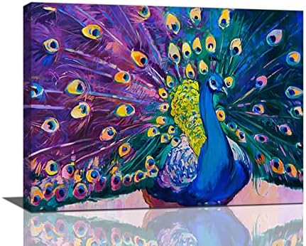 Виолетова паун платно wallидна уметност горд паун слики wallид украс апстрактна птица сликарство отпечатоци врамени уметнички