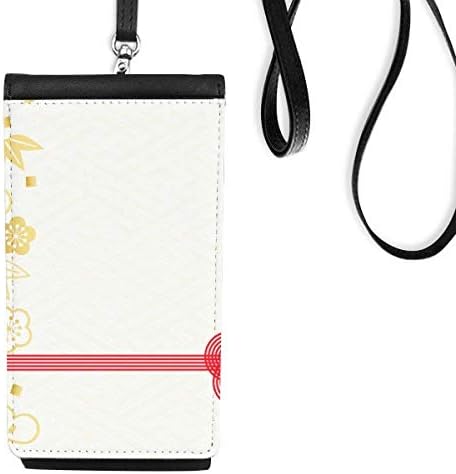 Златна сакура геометрија цвеќиња образец Телефонски паричник чанта што виси мобилна торбичка црн џеб