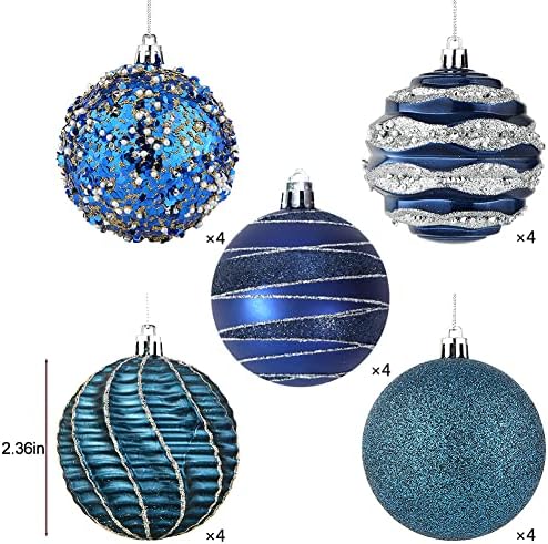 Поставени украси за украси на Божиќни топки во Sattiyrch 20ct, 60мм/2,36 злато расипување пластични украсни украси за новогодишни
