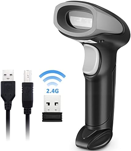 Taro USB 2D QR рачен баркод скенер жичен, 2D 2.4G безжичен скенер за баркод, брзо скенирање за компјутерски приклучок Windows Mac и Linux