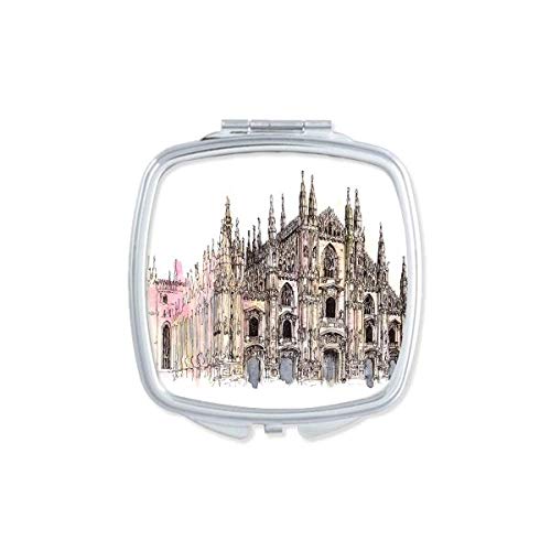 Катедрала во Милано во Милано Италија огледало преносен компактен џеб шминка двострано стакло