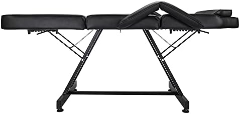 Орев 72 прилагодлив кревет за убавина за убавина салон спа -маса масажа стол за тетоважа со столче црно