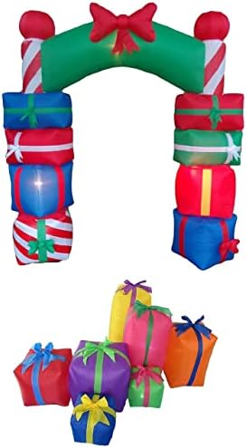 Два божиќни украси за украси, вклучуваат 8 стапала високи надуени шарени кутии за подароци со црвен лак, и повеќе од 6 нозе со повеќе болни кутии