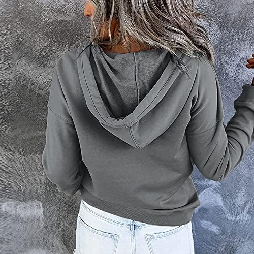 Женски привлекувани преголеми џемпери со цврсти дуксери со долги ракави модни копче надолу во обична блуза пуловер