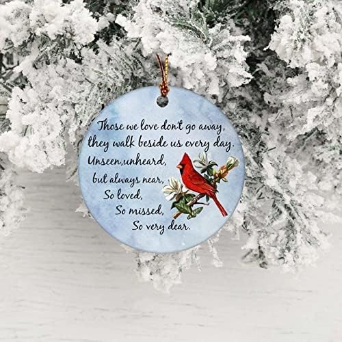 Оние што ги сакаме не заминуваат - 3 Меморијален украс за украси на новогодишни украси со кардинална црвена птица - Божиќно