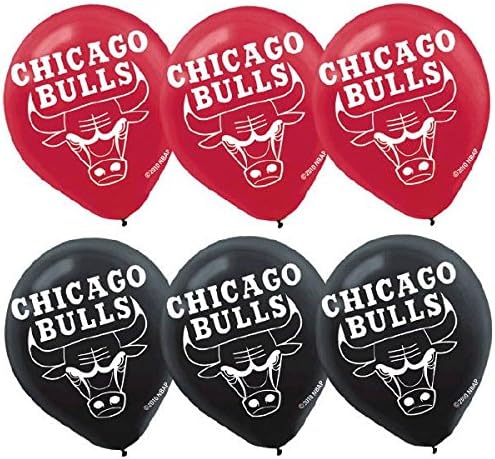 Амскан Чикаго Булс Печатени Латекс Балони, 6 парчиња, разнобојни