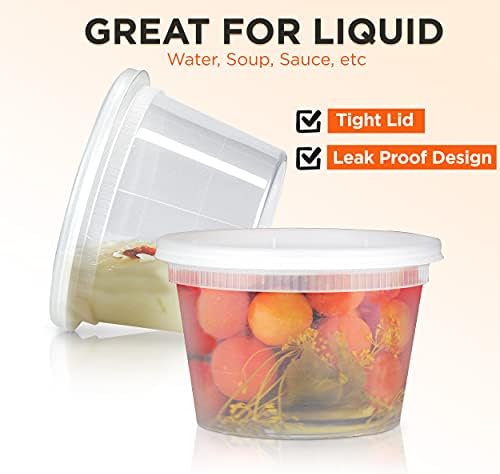 [36 Пакет] Контејнери За Складирање Храна Со Капаци, Тркалезни Пластични Чаши За Дели, Направени ОД САД, 16 мл, Големина На Пинта, Доказ За
