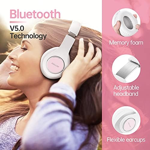 полини Bluetooth Слушалки Преку Уво, Безжични Слушалки V5.0 со 6 EQ Режими, Мека Меморија-Протеински Слушалки И Вграден Микрофон