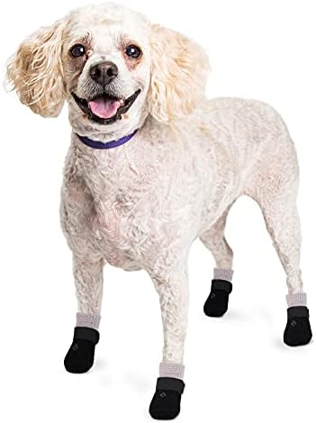 8 парчиња чорапи со кучиња против лизгање, миленичиња шепа за заштитни чорапи меки не лизгачки плетени кучиња чорапи гума единствена контрола