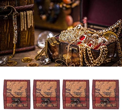 Alremo Huangxing - 4pcs Антички занает дрвена мала кутија за накит гроздобер дрвен ретро складирање кутија за складирање на богатство за накит 390g/13.8oz