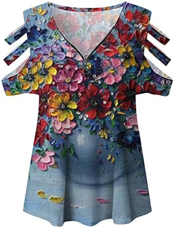 Кошула дама есен лето 2023 облека од рамо краткиот ракав против вратот памук патент на врвот кошула за девојки ew ew
