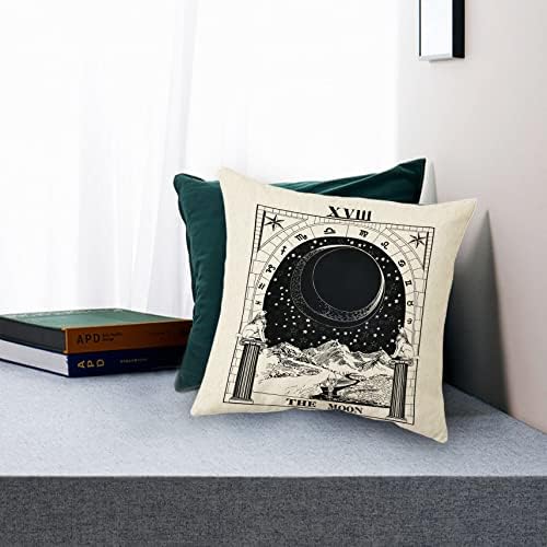 Сидхуа Тарот Дванаесет соstвездија со перници за украси за дома, астрологија тарот на месечината фрлање перница покритие 18 ”x18”, подароци
