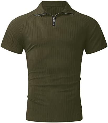 ZDDO машки мускулни поло маици истегнуваат кратки ракави маица против вратот патент случајно класично тенок вклопување тренинг голф