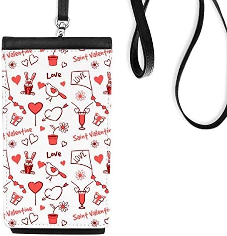 Црвен в Valentубеник Loveубов змеј зајаци Телефонски паричник чанта што виси мобилна торбичка црн џеб
