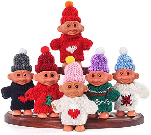 Tonkbeey Mini Troll за кукли за заштита на кукли за кутија симпатична цртана филмска полесна покривка со волна костум и капа