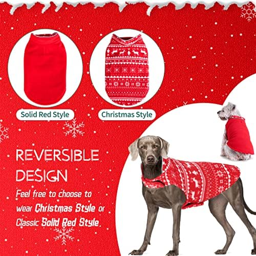 Божиќна облека за џемпери за кучиња, црвена ирваси Божиќна кучиња јакна, куче зимско топло палто, реверзибилно куче ладно временско палто за облека
