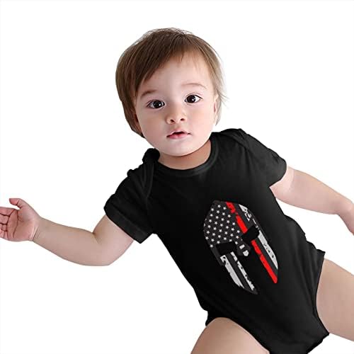 Знаме Спартански шлем за бебиња Jerseyерси Теловит, ромпер скок, маица со кратки ракави