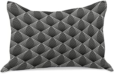 Амбезон Апстракт плетена ватенка перница, монохроматски стил на мрежа инспириран распоред на геометриски ромб како ленти, стандарден капак за перница со големина